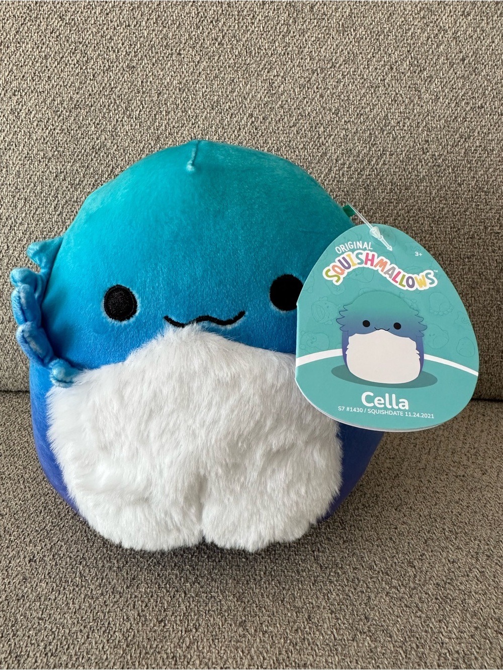 7" Cella The Blue Fuzzy Belly Bearded Dragon Squishmallow 2022 NTW Plush